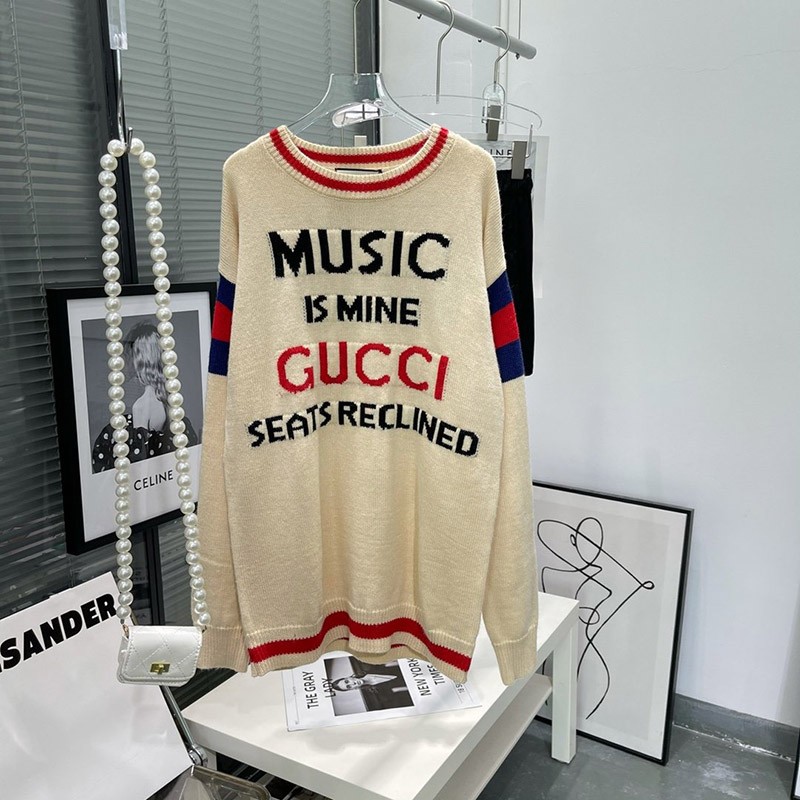 目を惹くカラー グッチ 100周年 セーター ウール コピー トップス ロゴ プレタ gur83620